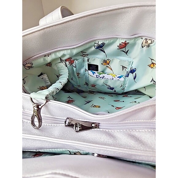 Lug Tempo Tote Vegan Leather Metallic Silver Ice Pop Multicolor Stitching RFID - Picture 13 of 16